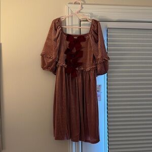 Bonnie Jean Burgundy Kids Dress with Ruffle Sleeves